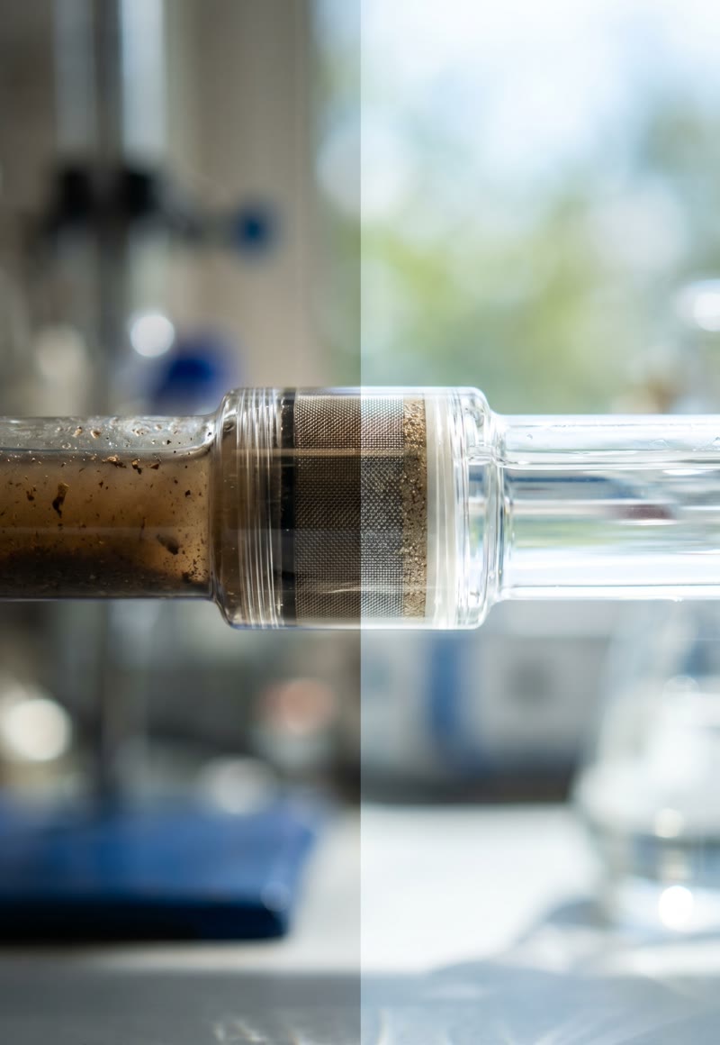 Before and after water filter cartridge, dirty to clean — Elite Water Systems, BQ Productions